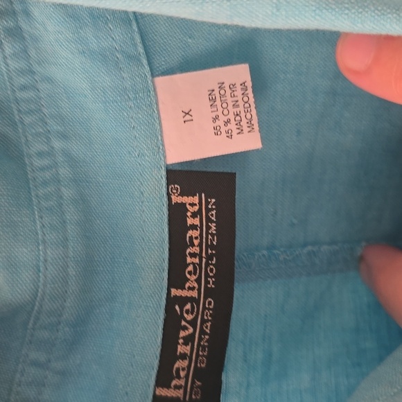 Harve Benard Sky Linen-Cotton Button Down Shirt / Tunic, Size 1X (0913) - Picture 3 of 6